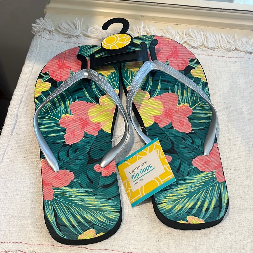 Tropical Floral Flip Flops